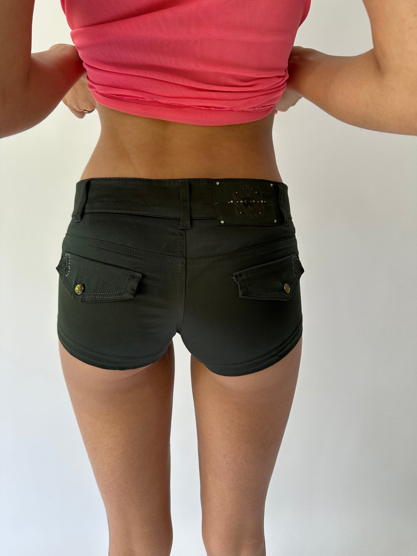 festival drop | small black satin style mini shorts