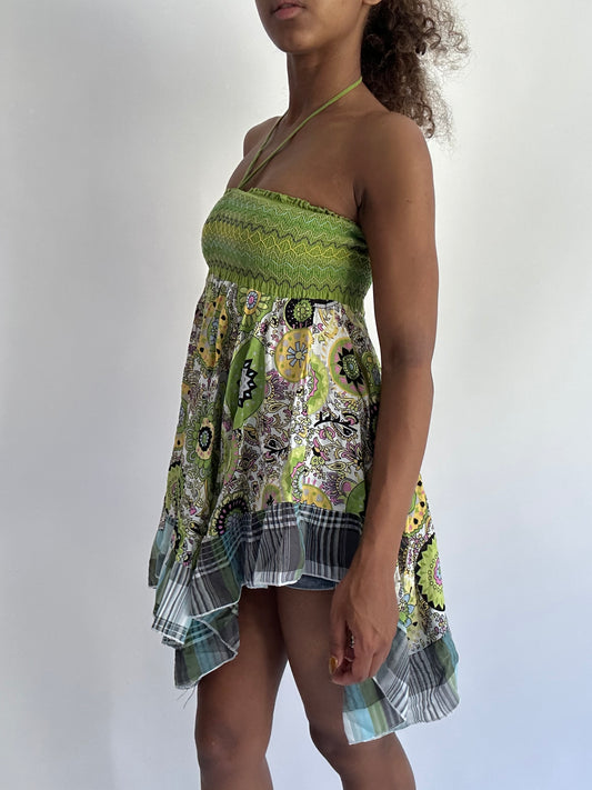 BEST PICKS | small green bandeau patterned mini dress