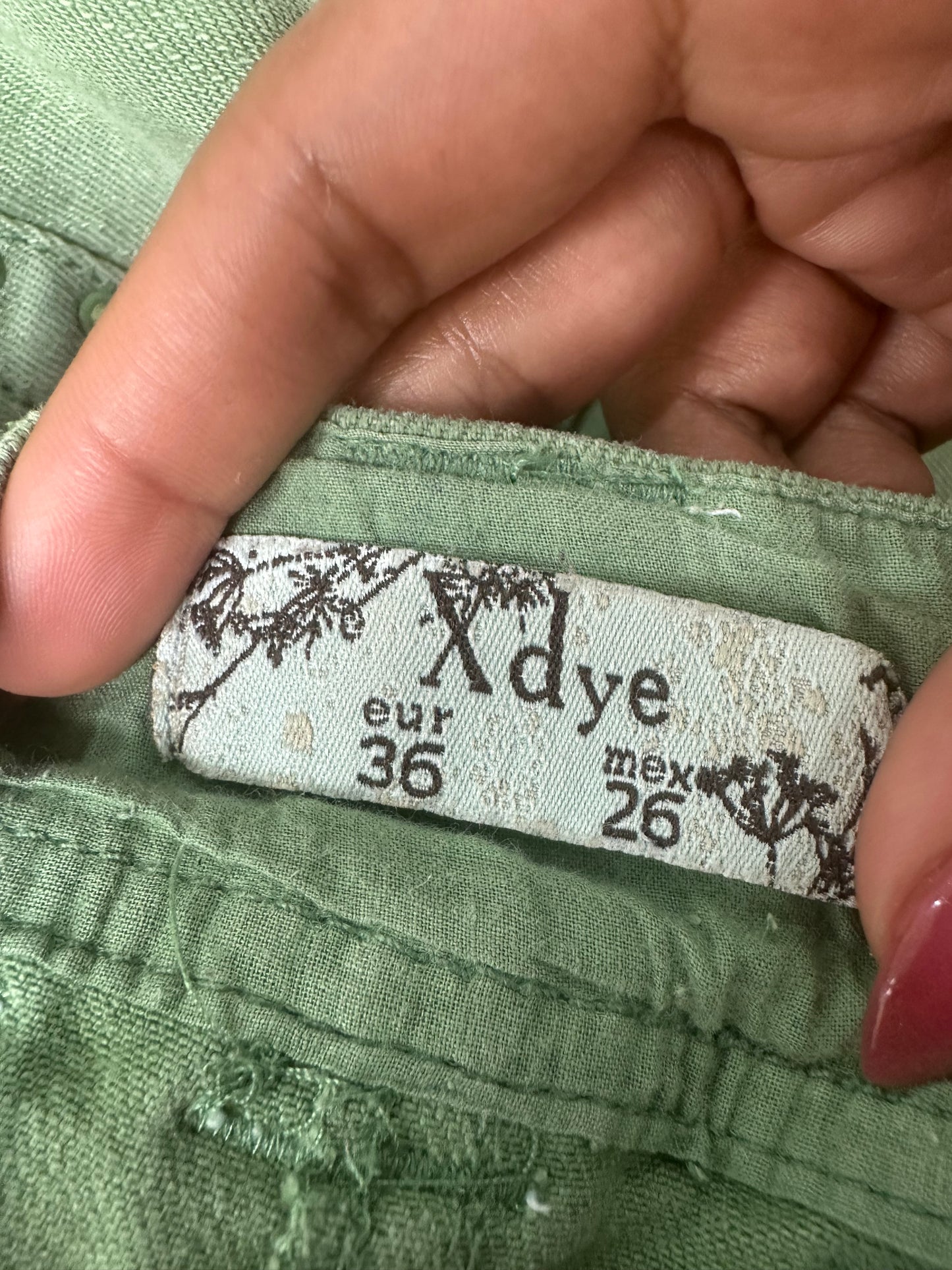 colourmaxxing drop | small/medium green denim mini skirt