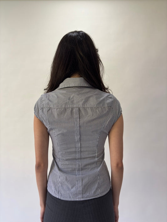 devil wears prada | extra small blue sisley pinstripe top