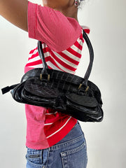 vintage edit twenty-seven | black faux crocodile print shoulder bag