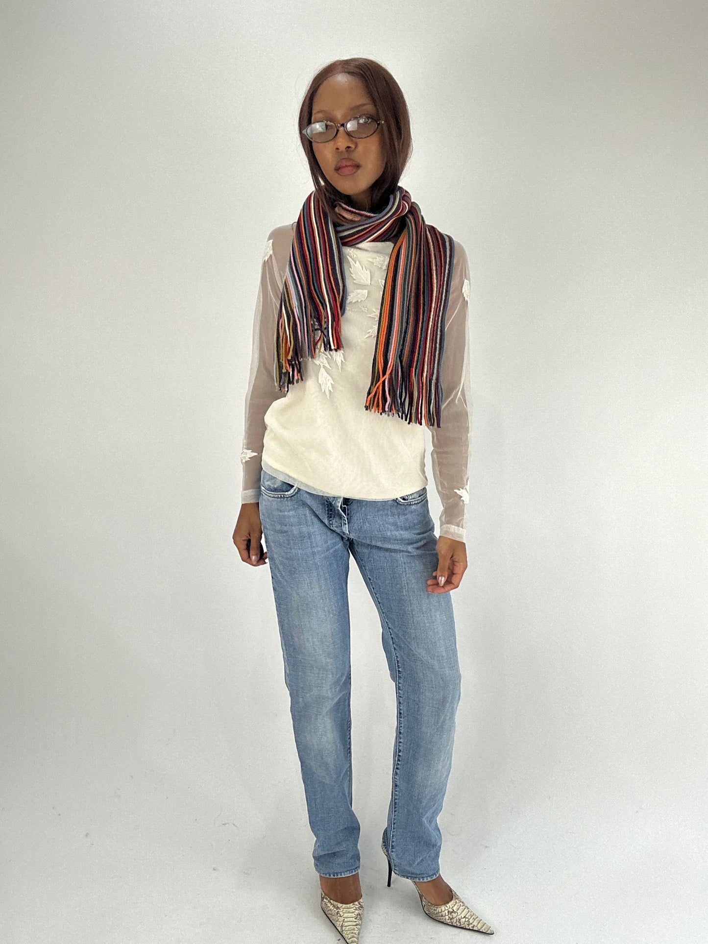 WINTER FAVOURITES | orange and red knitted stripy scarf