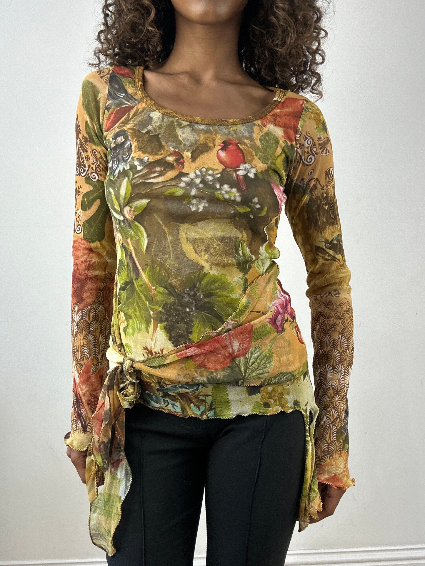 vintage edit thirty-four | small green save the queen top with floral print
