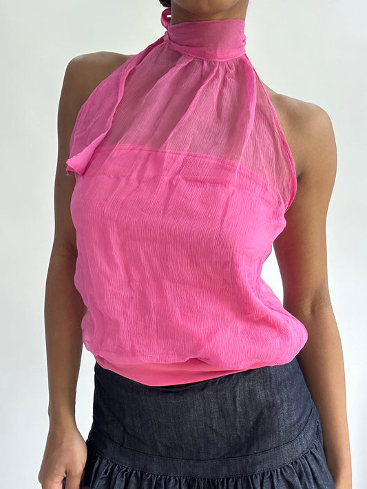 BEST PICKS | medium pink halterneck sheer top