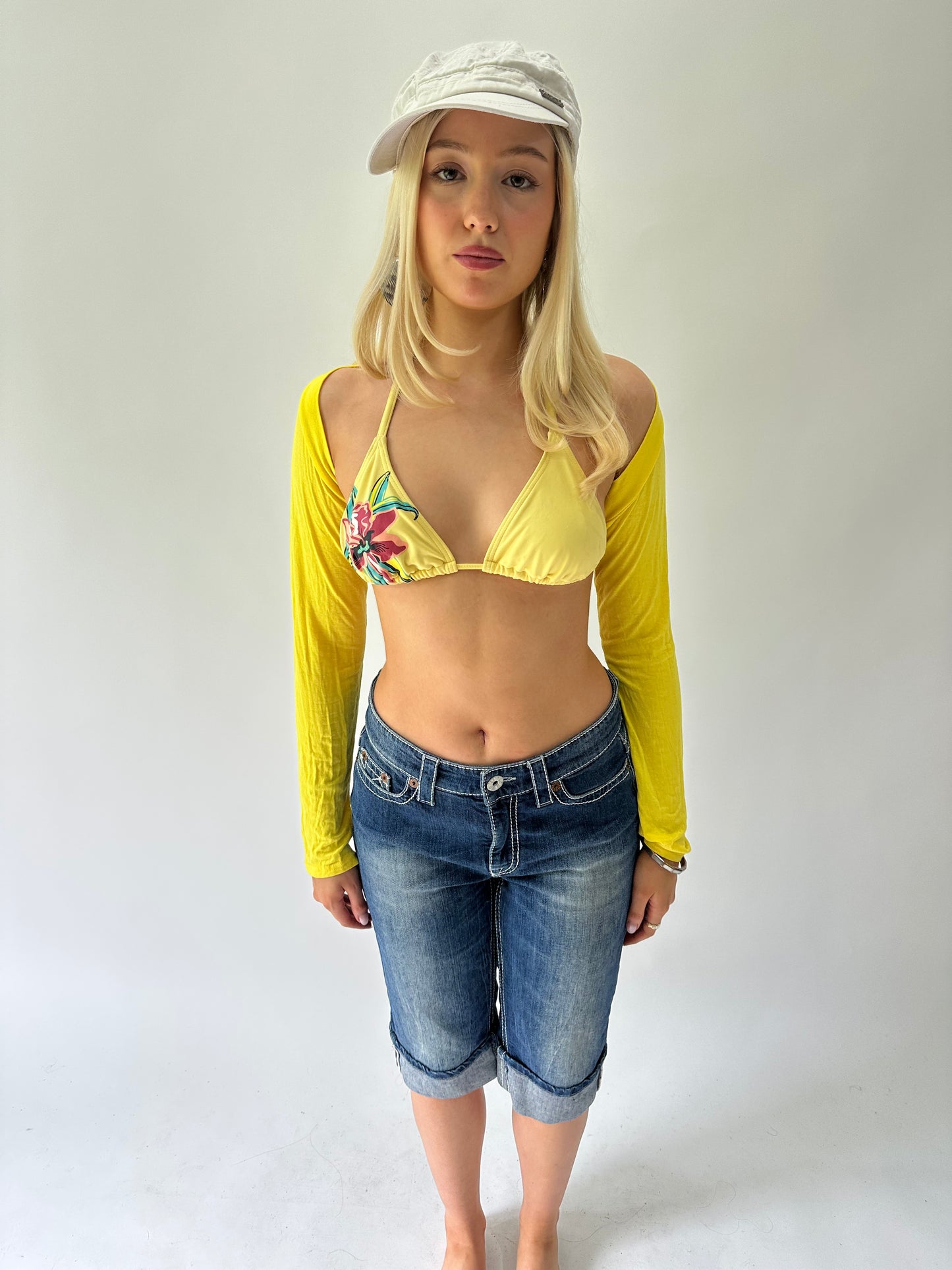 sailor drop | small/medium yellow bolero top