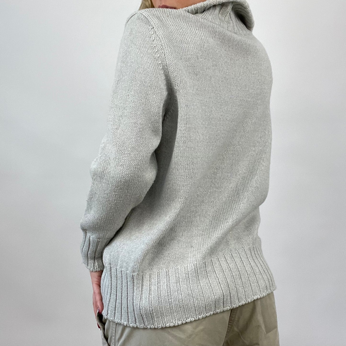 CHALET GIRL DROP | small grey knit zip up jumper