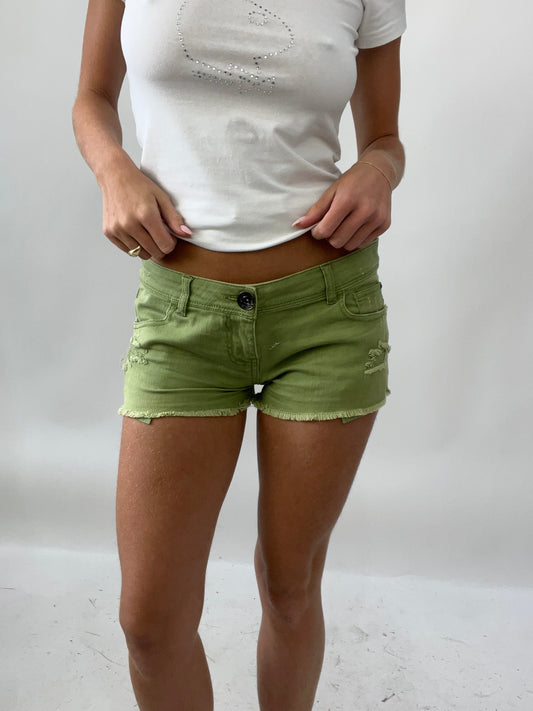 SUMMER SOLSTICE DROP | small green bershka denim shorts