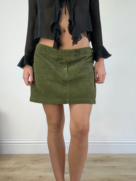vintage edit sixteen | medium green corduroy skirt