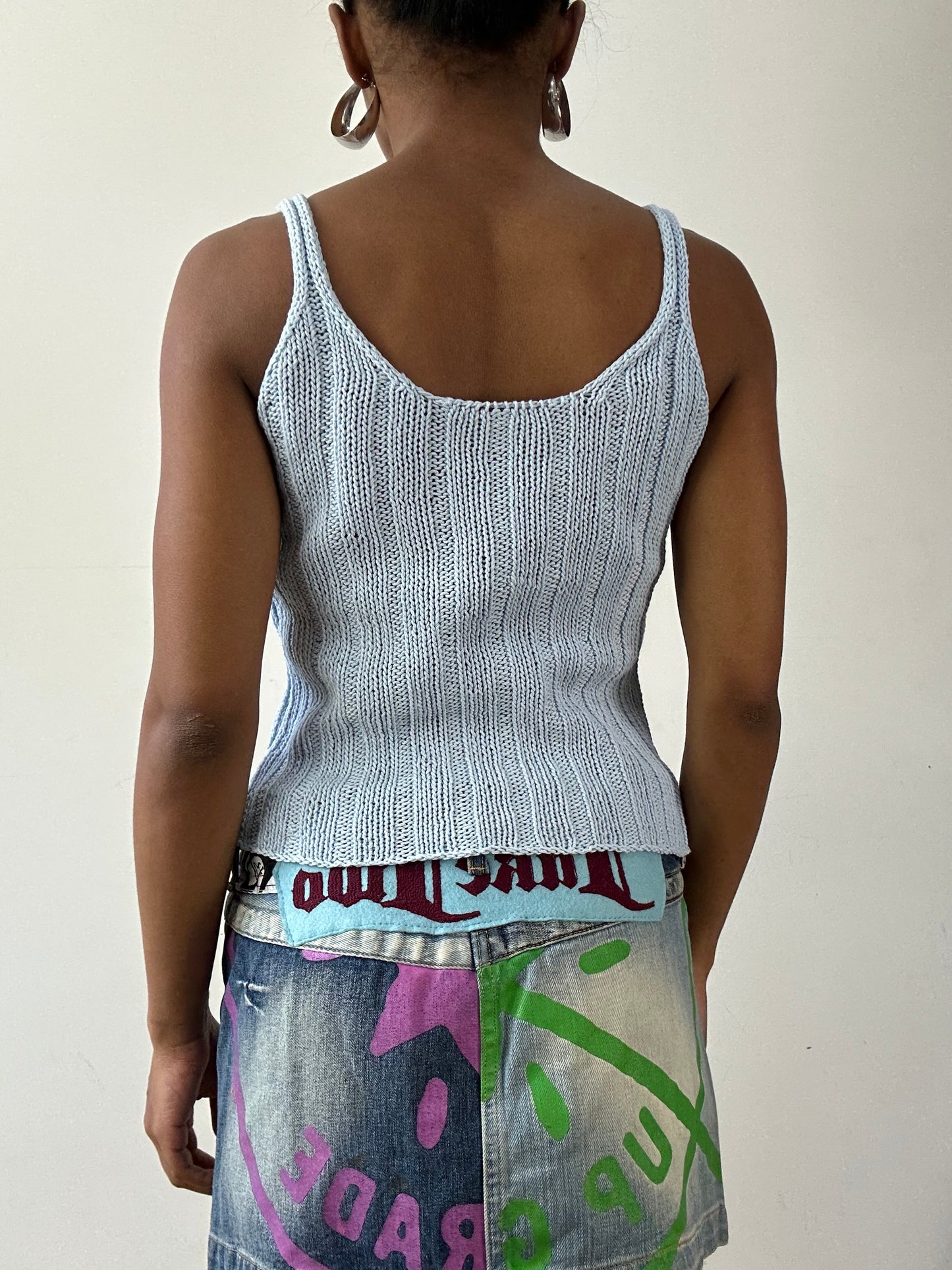 vintage edit twenty-seven | medium blue knit cami top