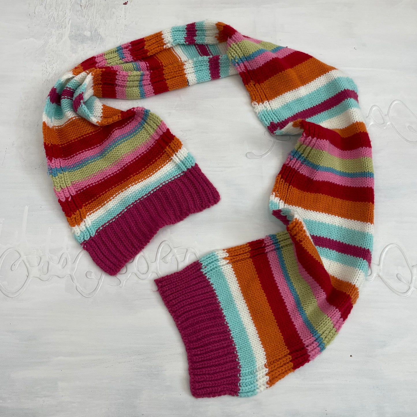 VINTAGE GEMS DROP | multicoloured knit striped scarf