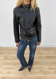 medium black faux leather jacket