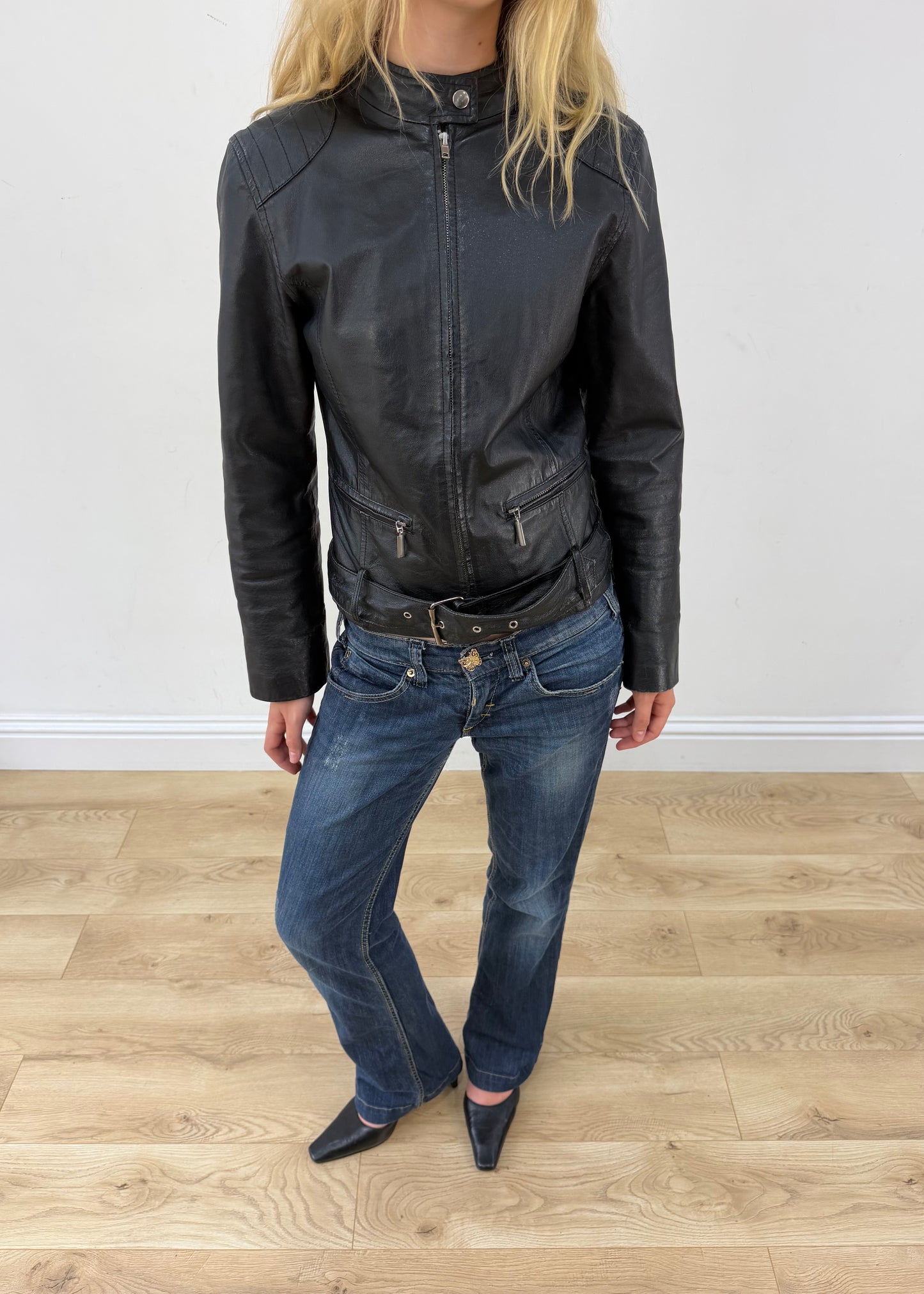 medium black faux leather jacket