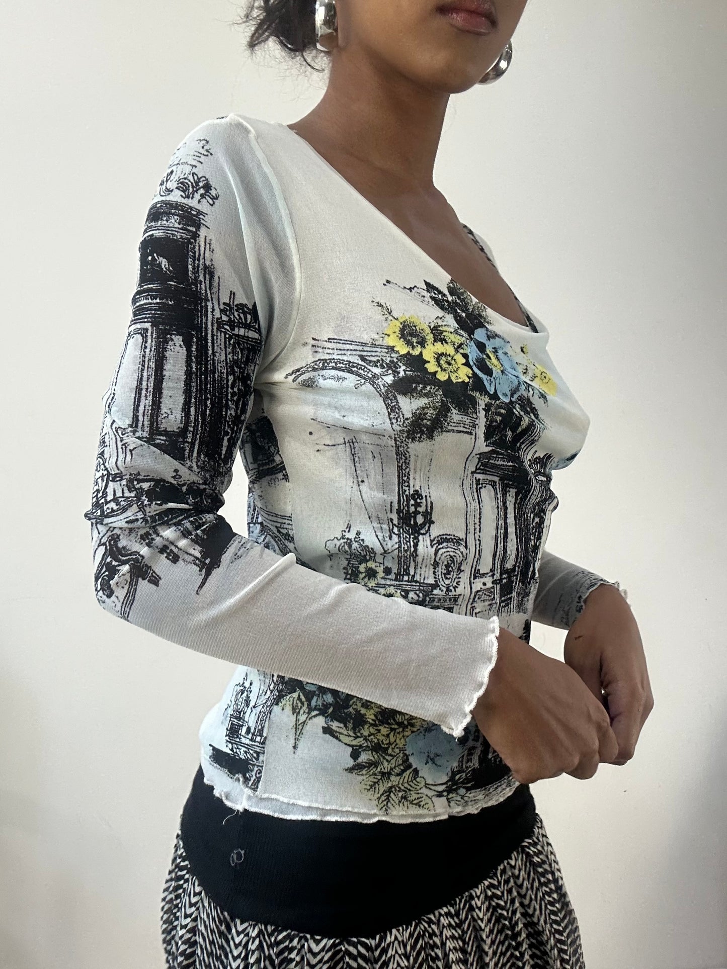 AUTUMN EDIT | medium white long sleeve top with mesh overlay