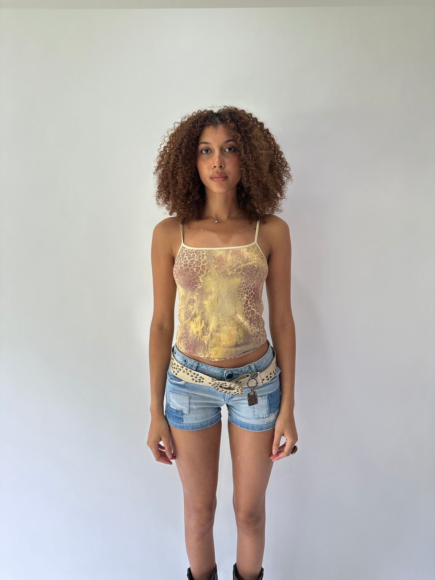 festival drop | medium cream animal print cami top