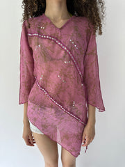 festival drop | Pequeno roxo melo sobrelay sequin vestido/dressa feminina