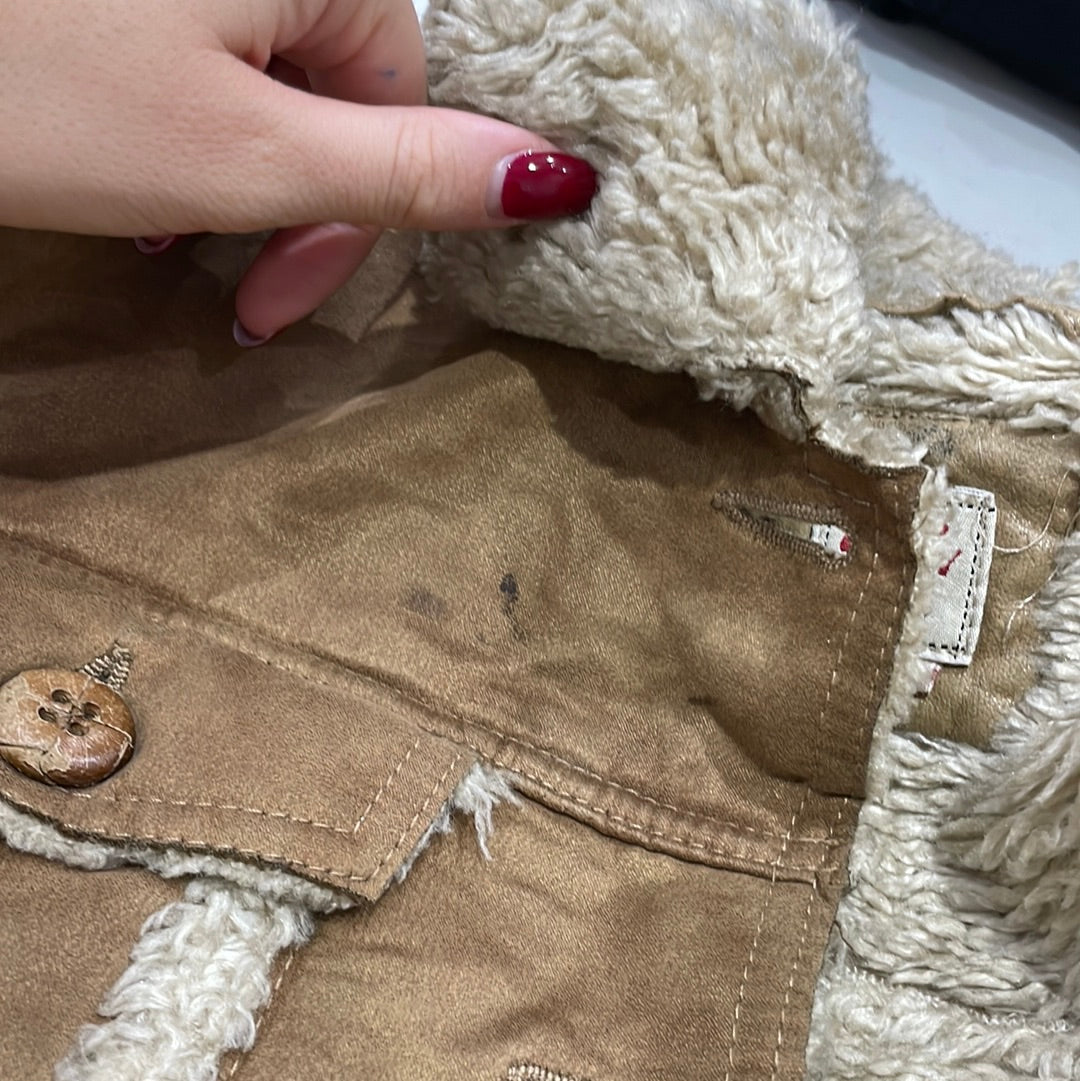 VINTAGE GEMS DROP | large tan miss sixty suede jacket with fleece lining