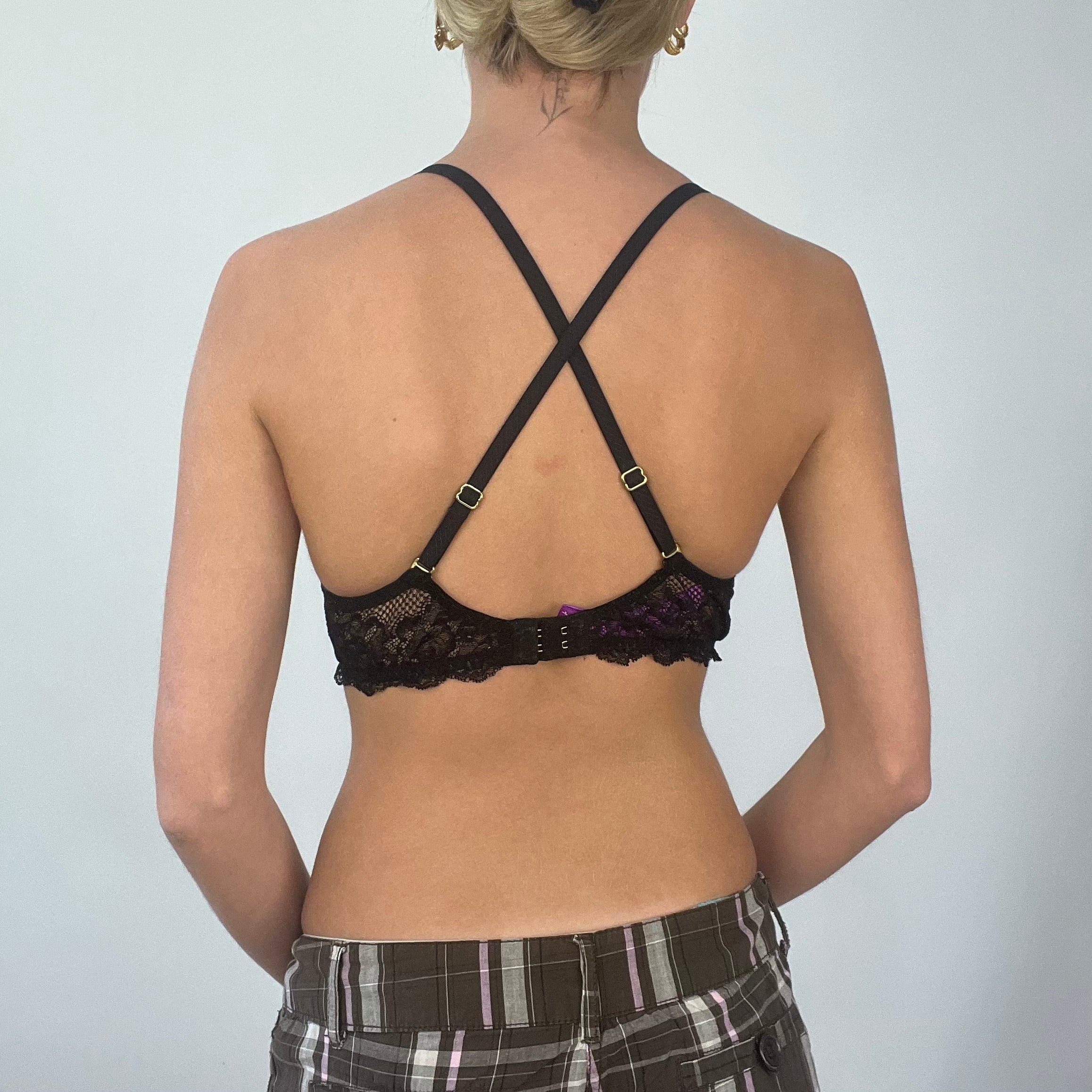 PROM SEASON DROP black lacy bra with cross back detail remass