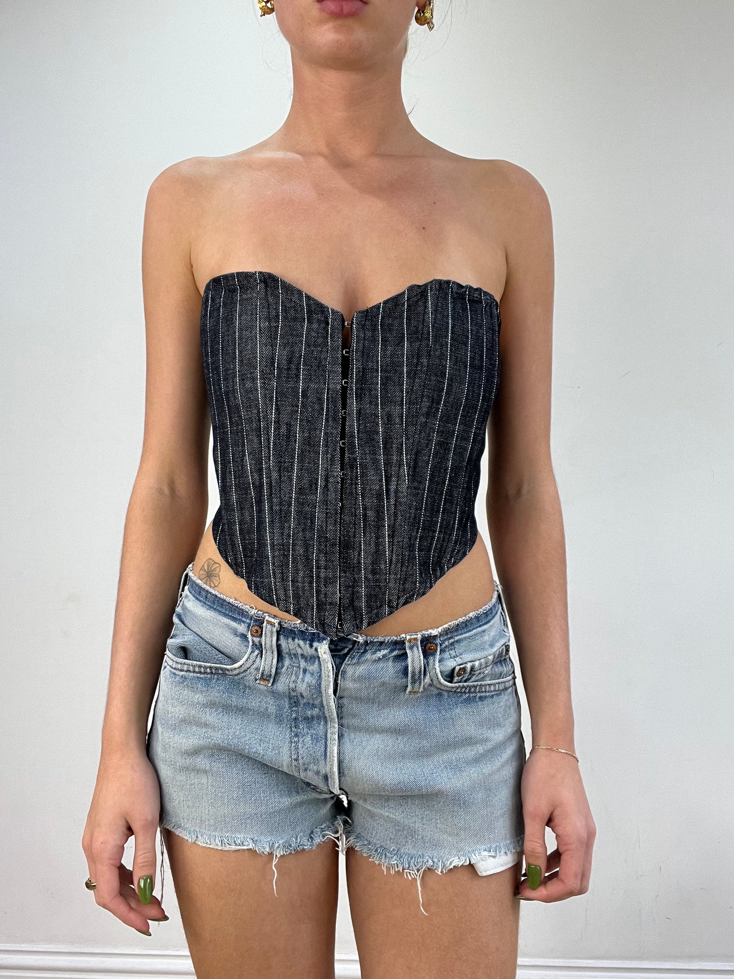 vintage edit seventeen | small dark wash denim corset