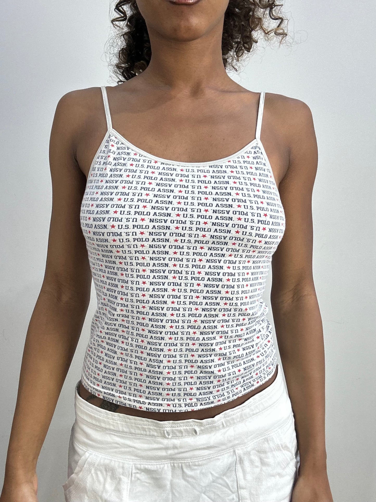 💻 athleisure edit | small white and blue polo u.s cami top