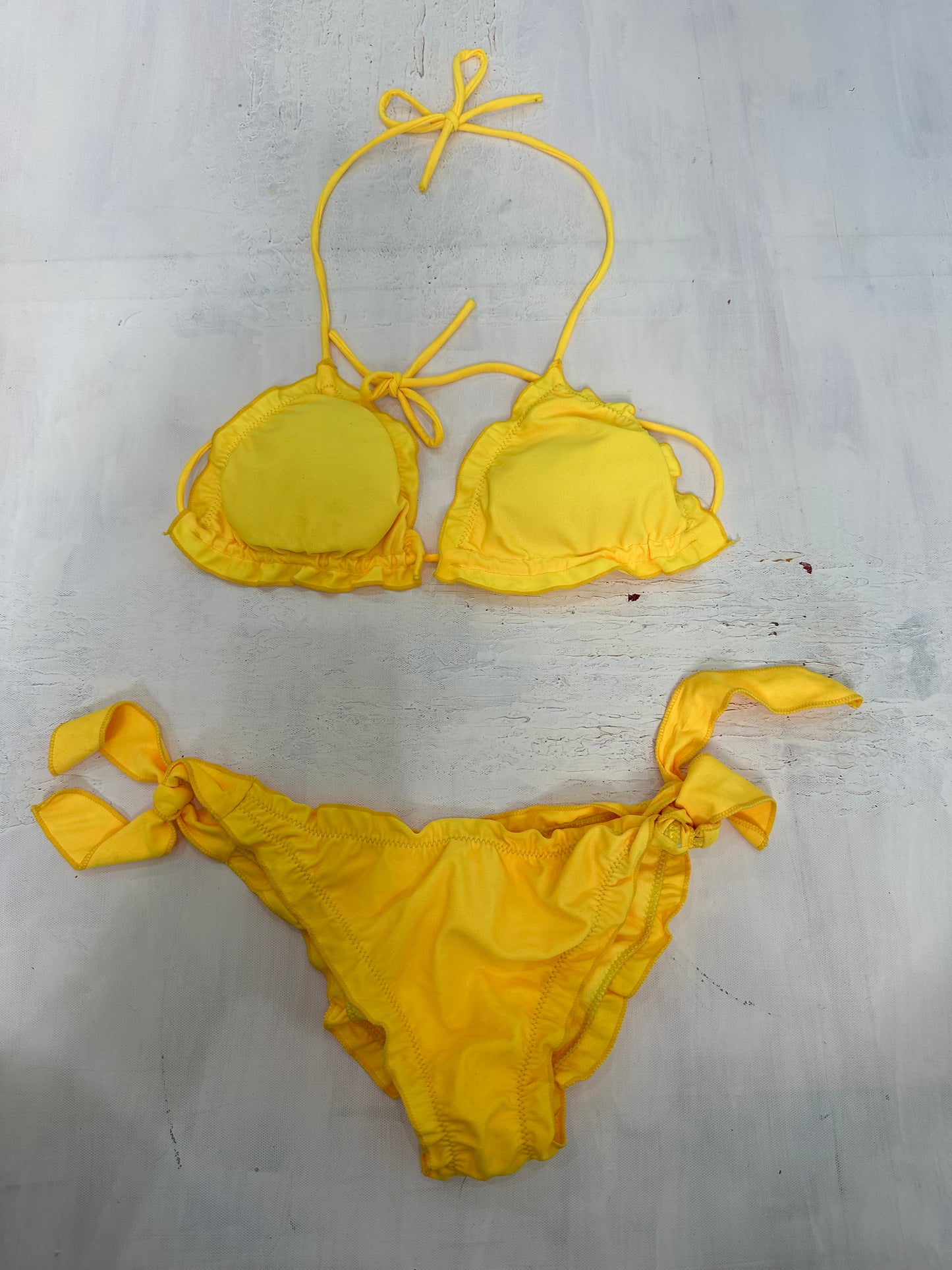 vintage edit twenty-one | medium yellow ruffle bikini set