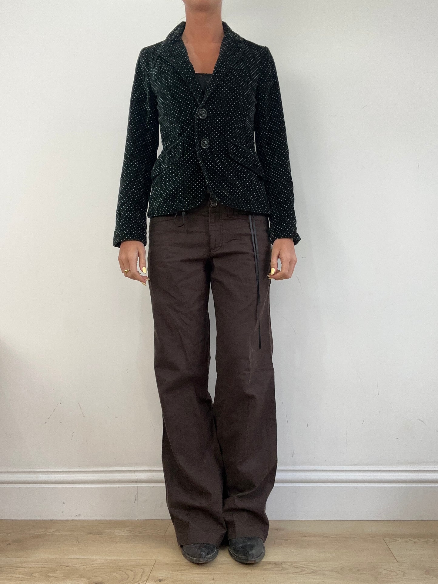vintage edit eleven | small black velour polka dot suit office jacket
