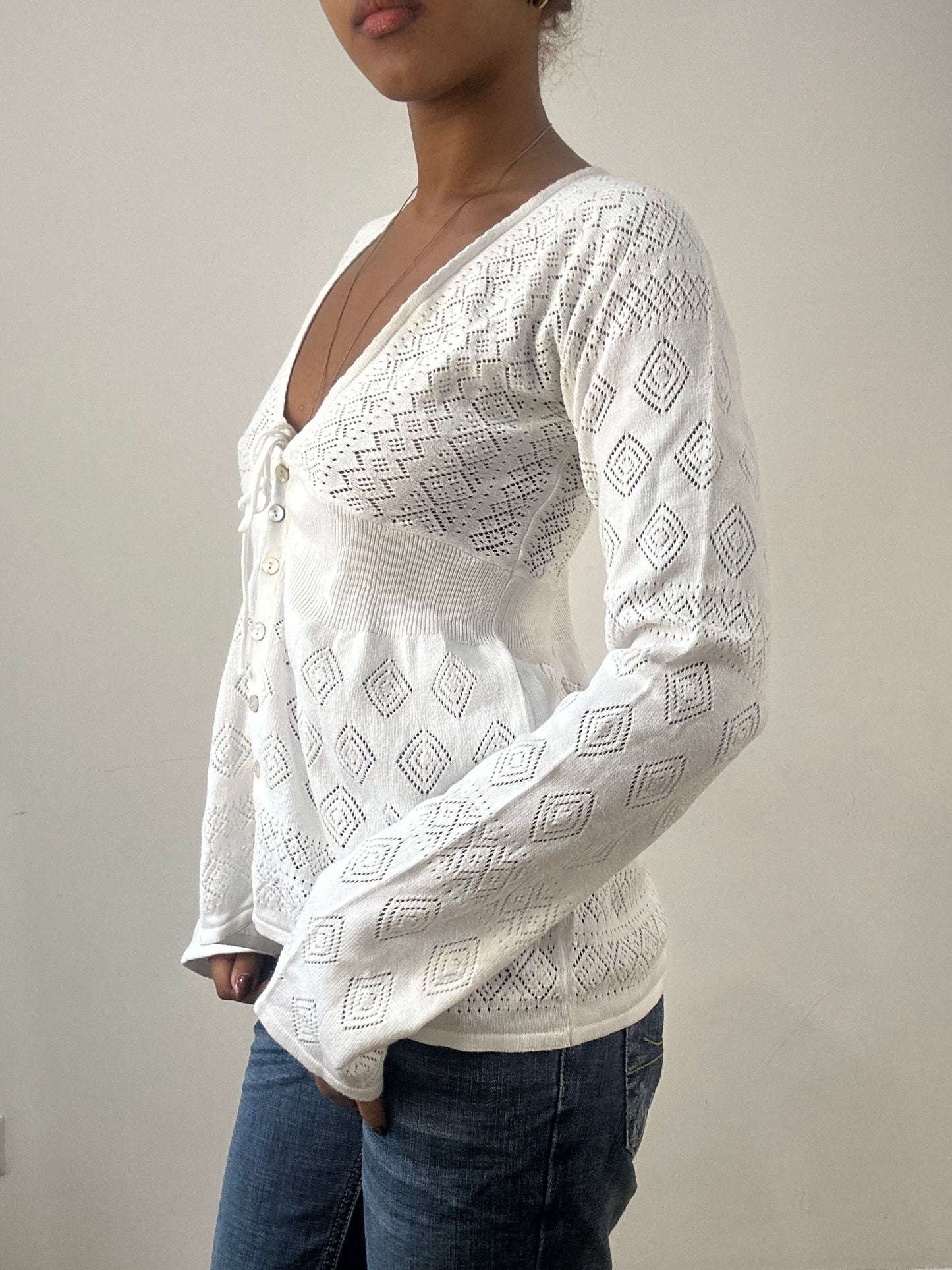 winter edit | small white broiderie knit top