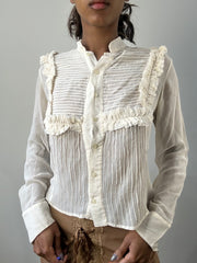 romantic grunge edit | small cream sheer long sleeve top