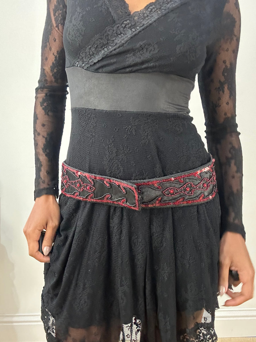 vintage edit: halloween | black and red sequin belt