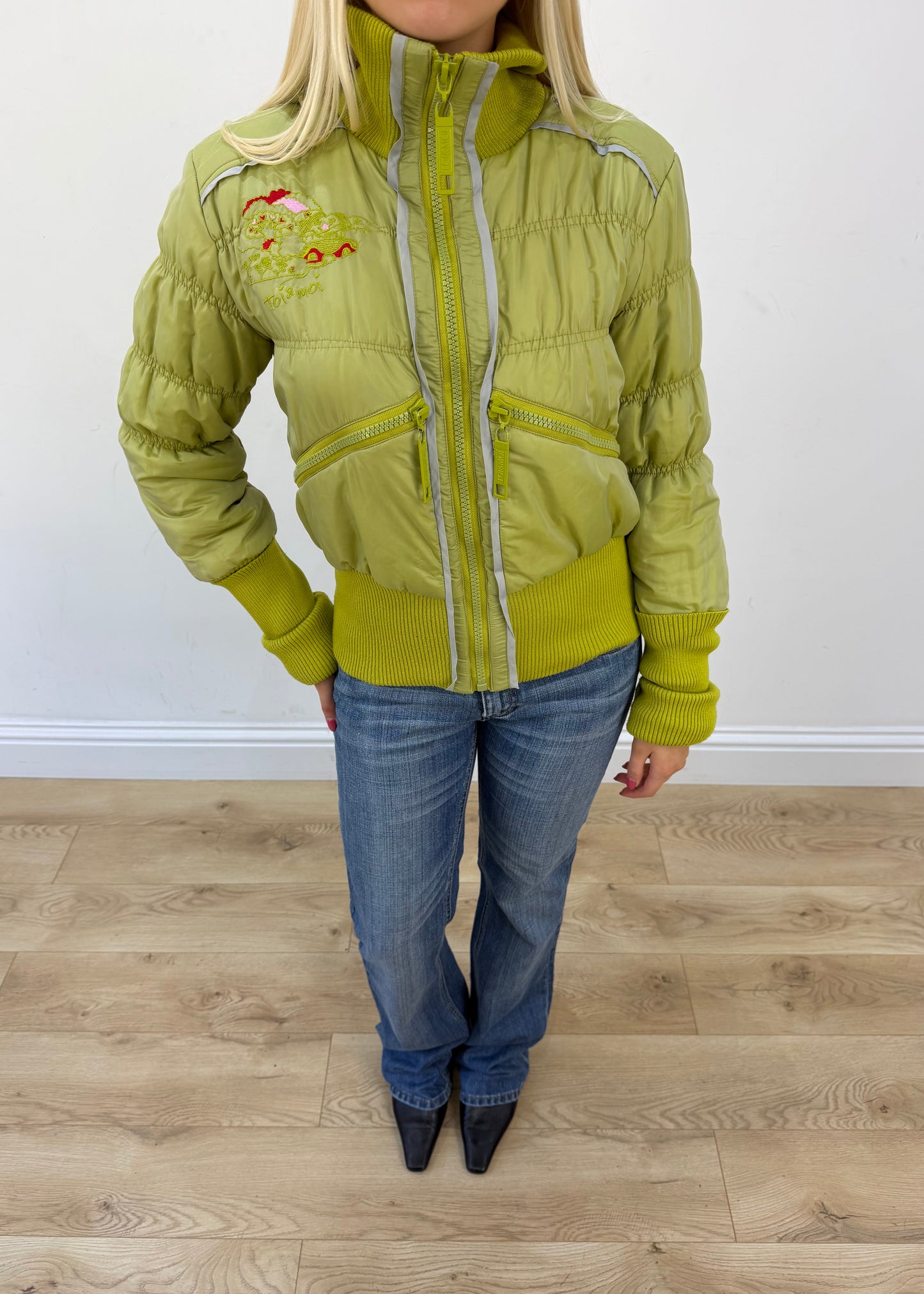 medium toi & moi green puffer coat