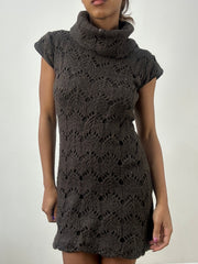 BEST PICKS | small brown knit mini dress with oversized turtleneck collar