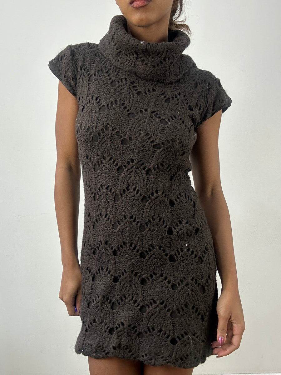BEST PICKS | small brown knit mini dress with oversized turtleneck collar