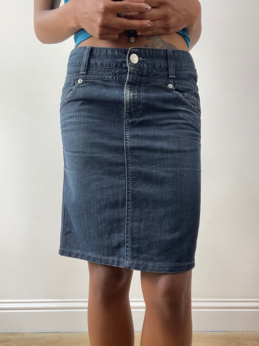 midsummer edit | small blue denim sisley midi skirt