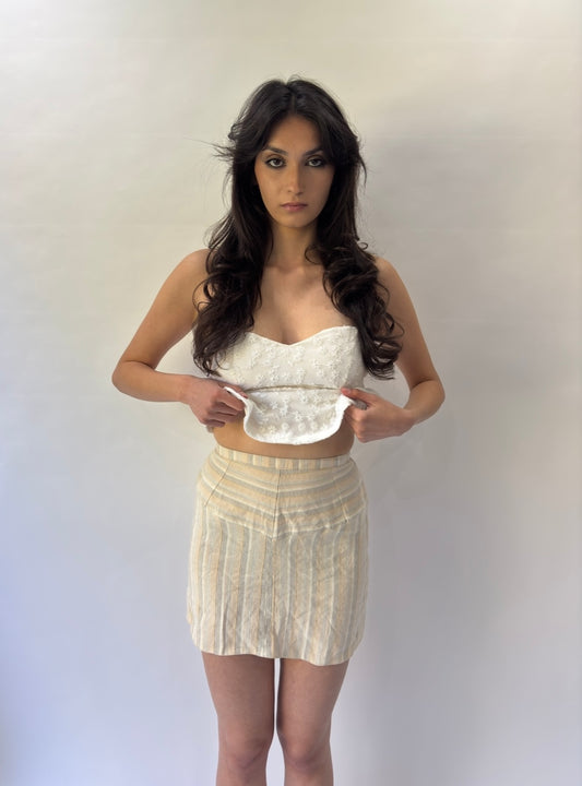 devil wears prada | small beige pinstripe mini skirt