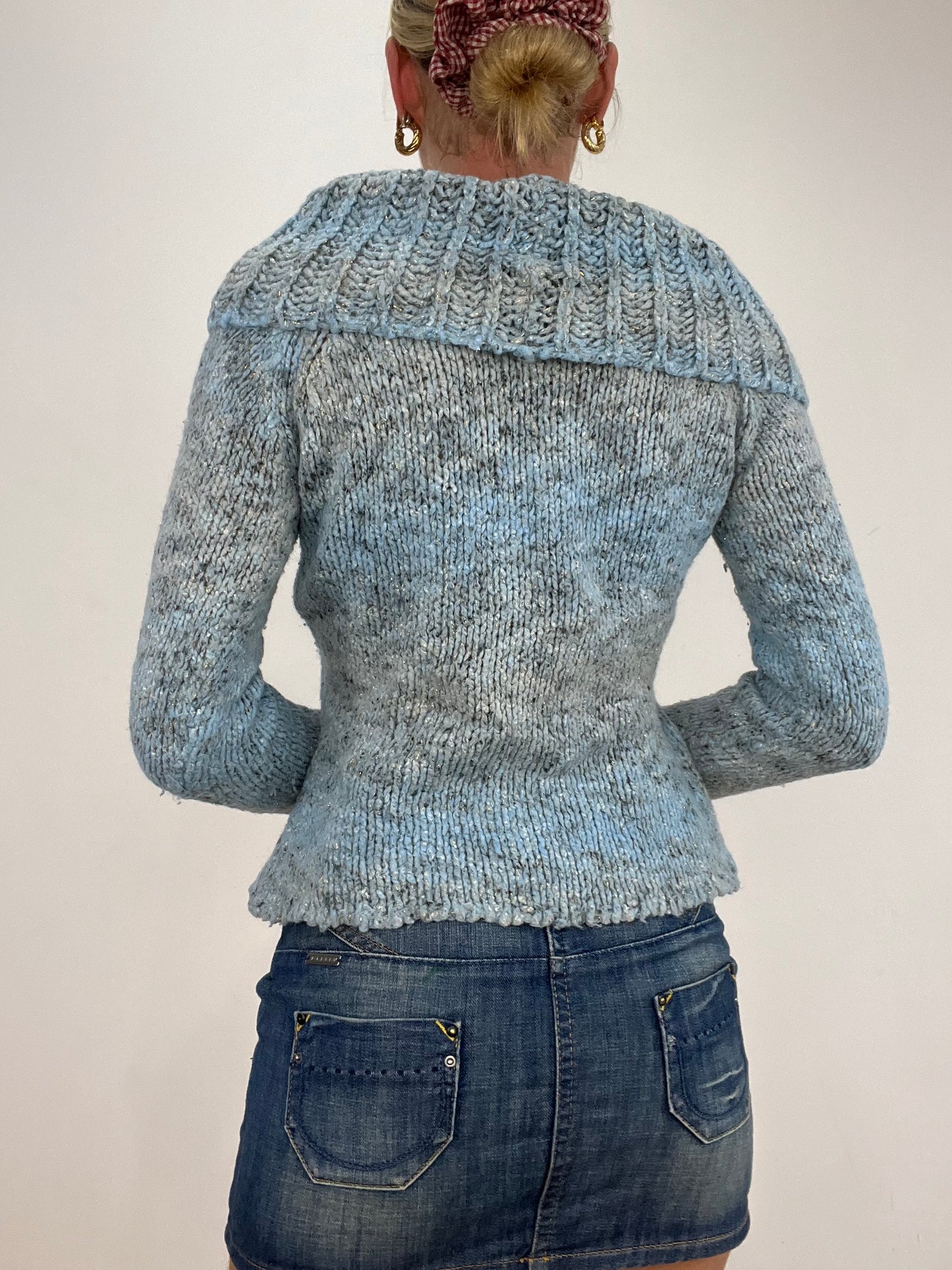vintage edit ten | small baby blue wide neck knitted jumper