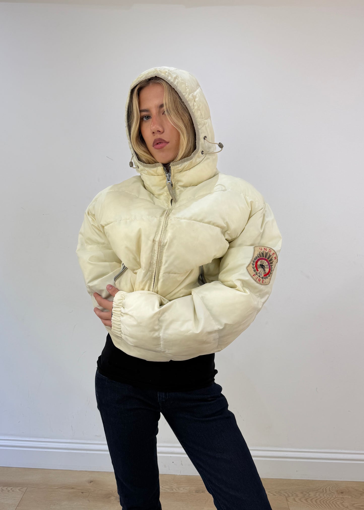 large cream puffer coat