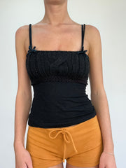 💚 COSY CLASSICS | small black cami with knitted bust