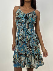 vintage edit thirty-three | small blue mesh overlay midi dress