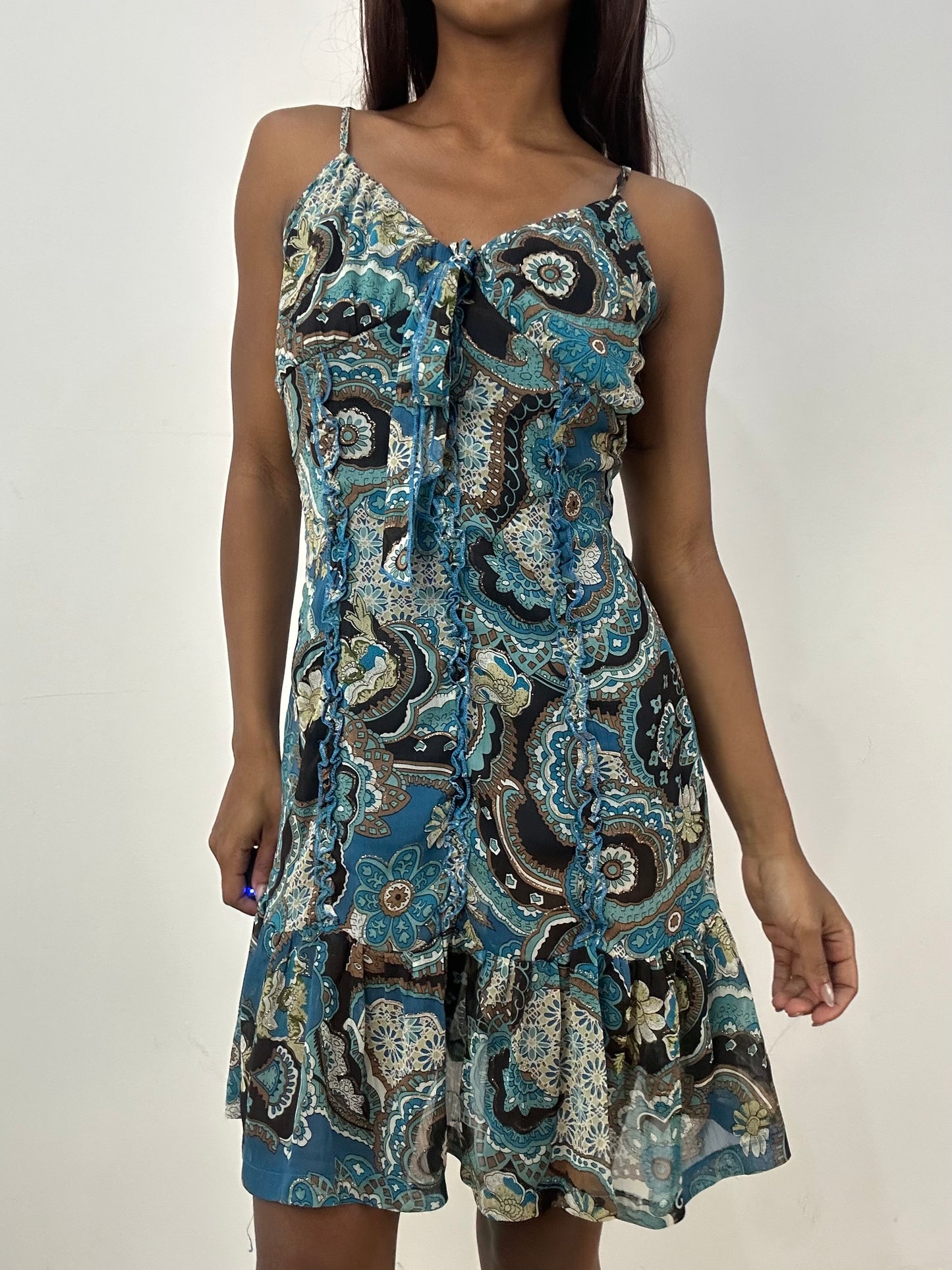 vintage edit thirty-three | small blue mesh overlay midi dress