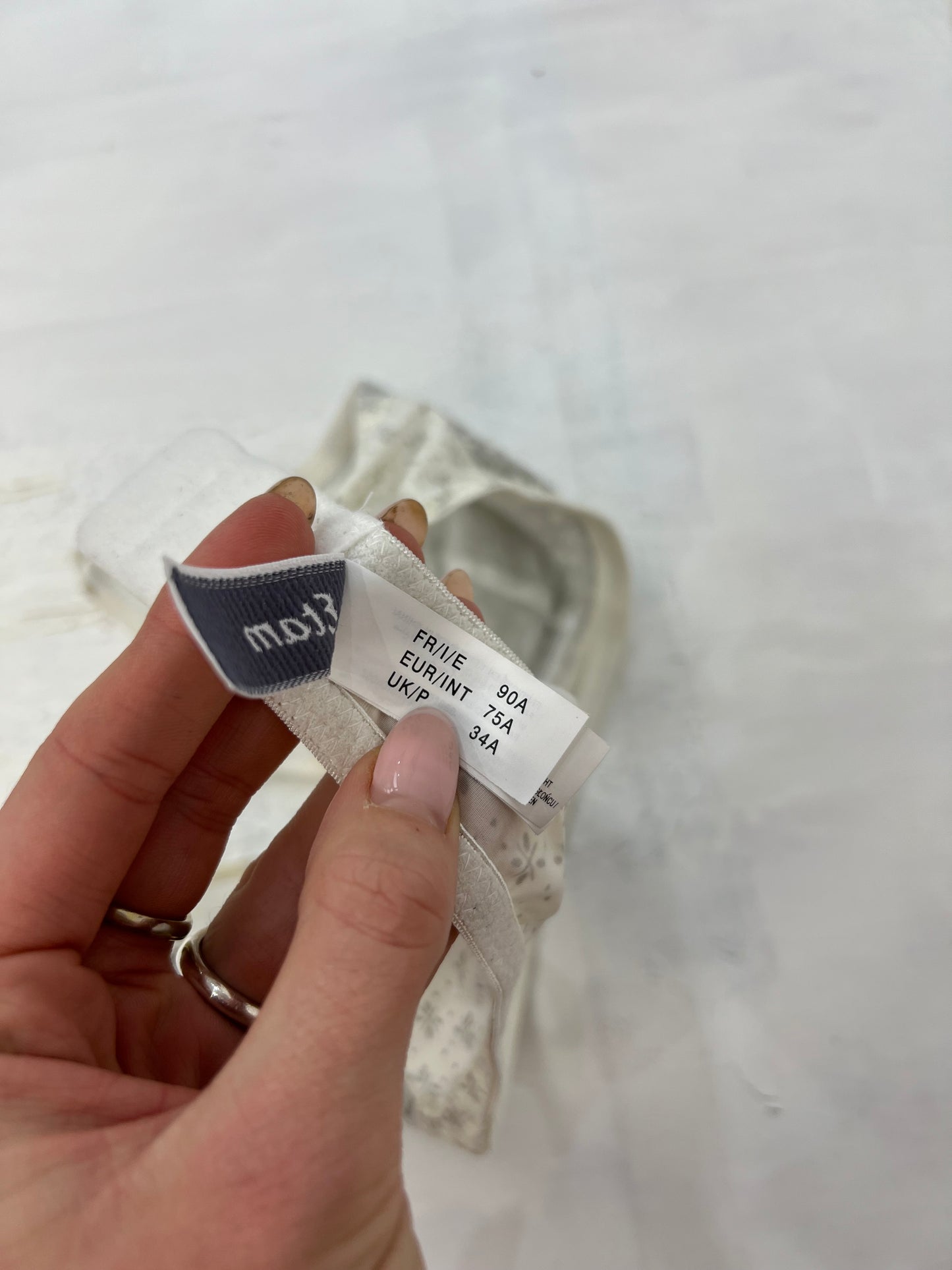 vintage edit ten | small white and grey floral bra