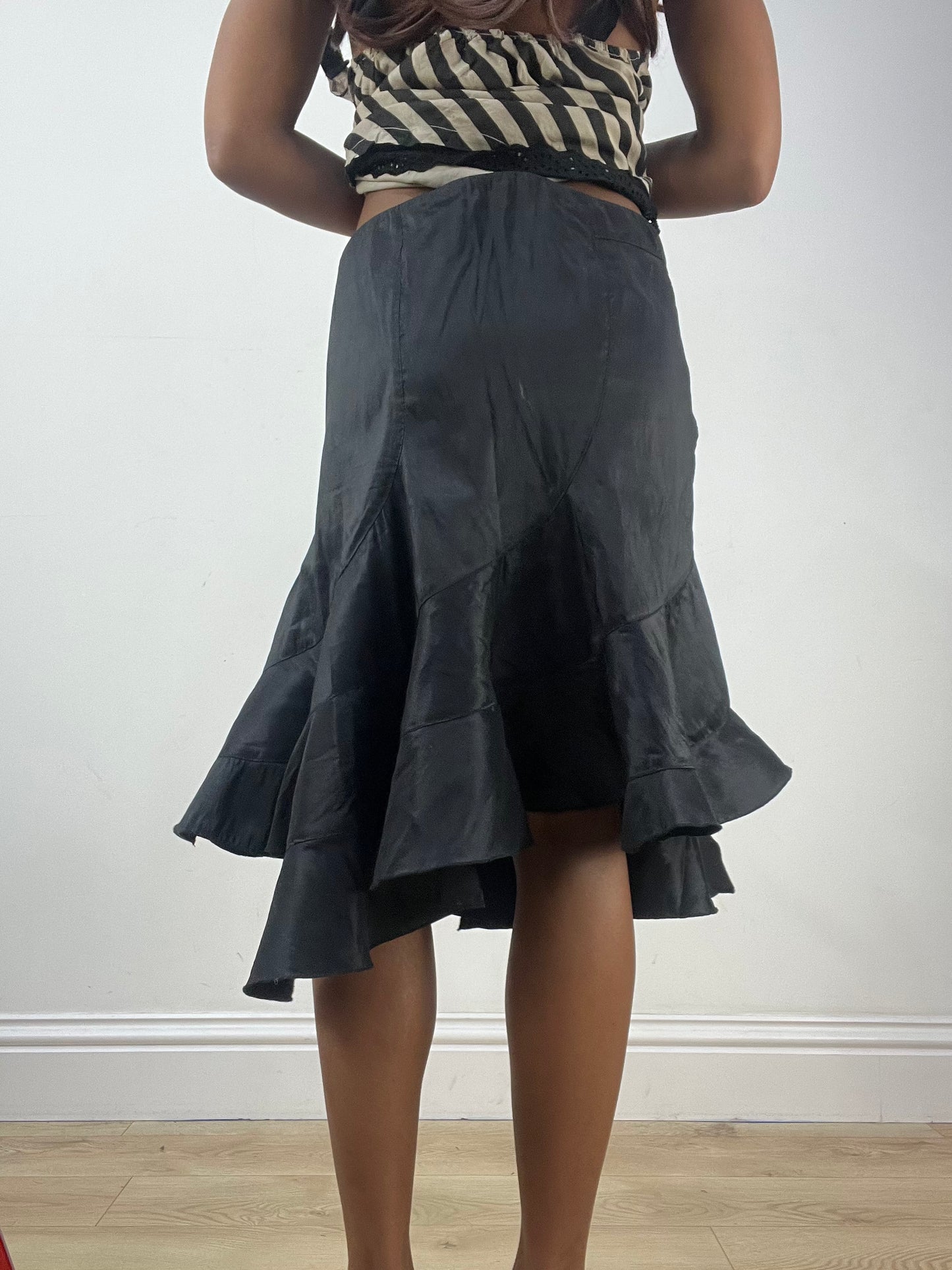 BEST PICKS | medium black asymmetric pleated midi skirt
