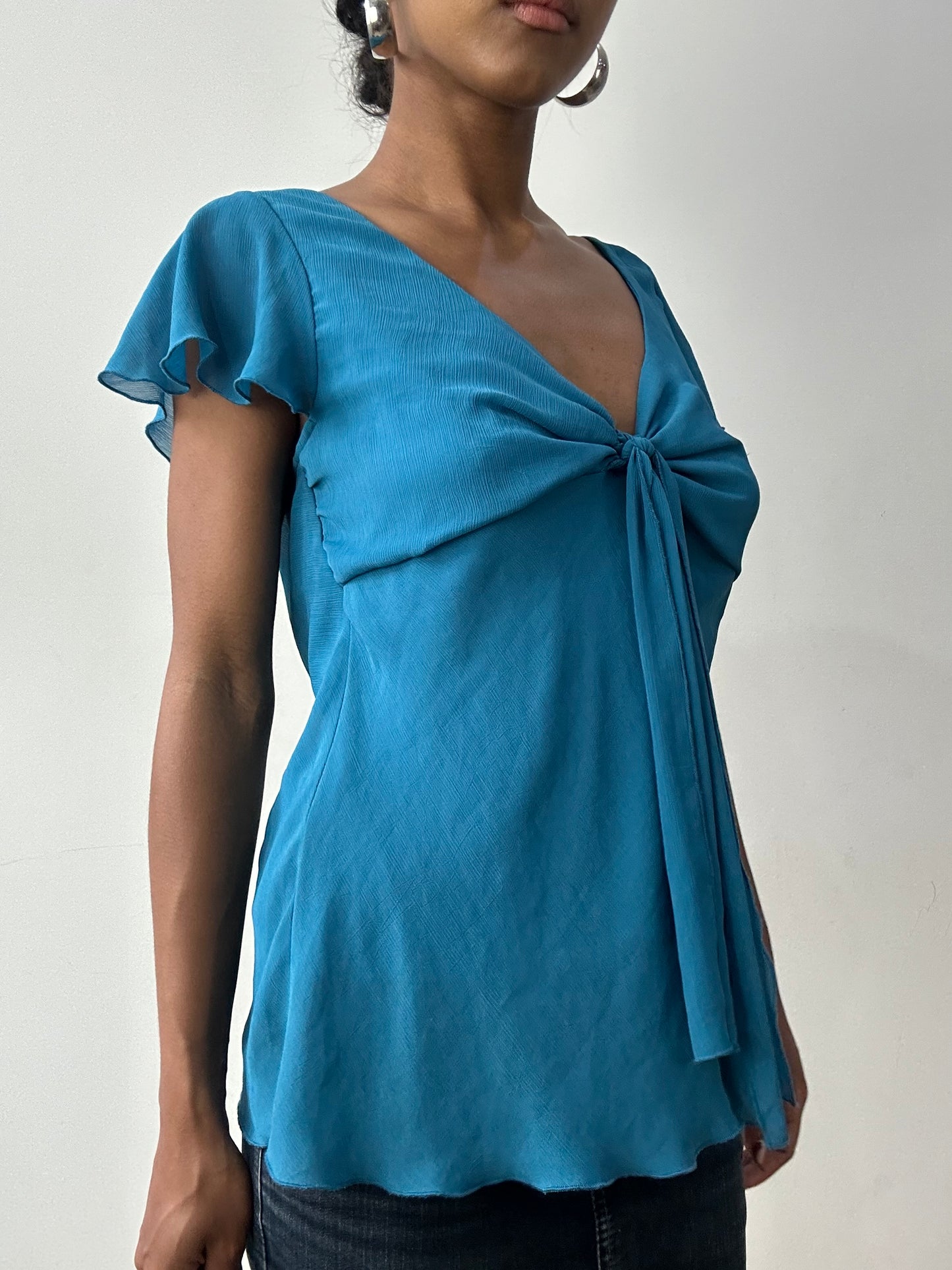 midsummer edit | medium/large blue flowy short sleeve top
