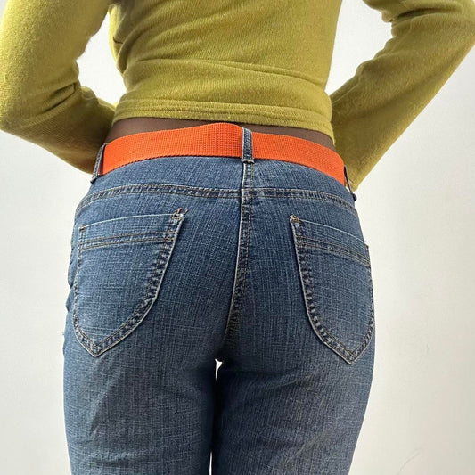 ⭐️💻 | one size orange nylon belt with silver beaded buckle