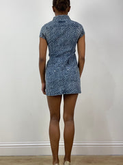 vintage editar treinta y seis | pequeño vestido de botón de denim blue guess