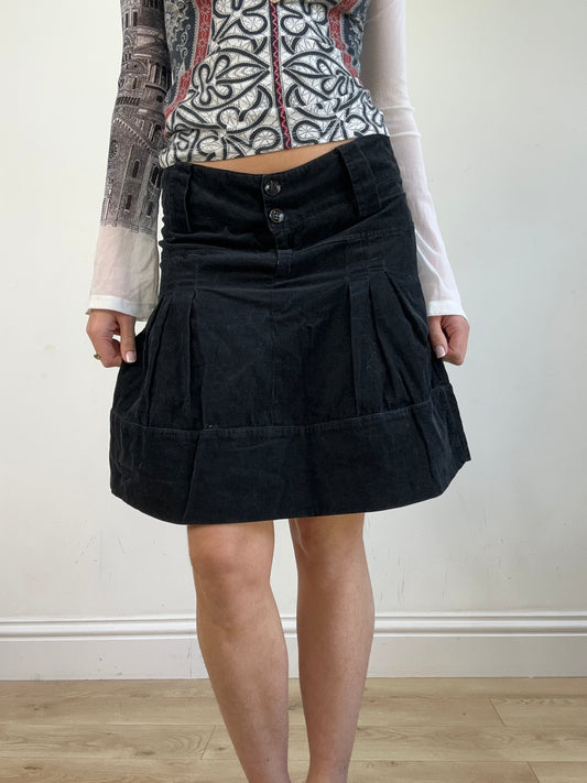 vintage edit twenty | small black corduroy midi skirt