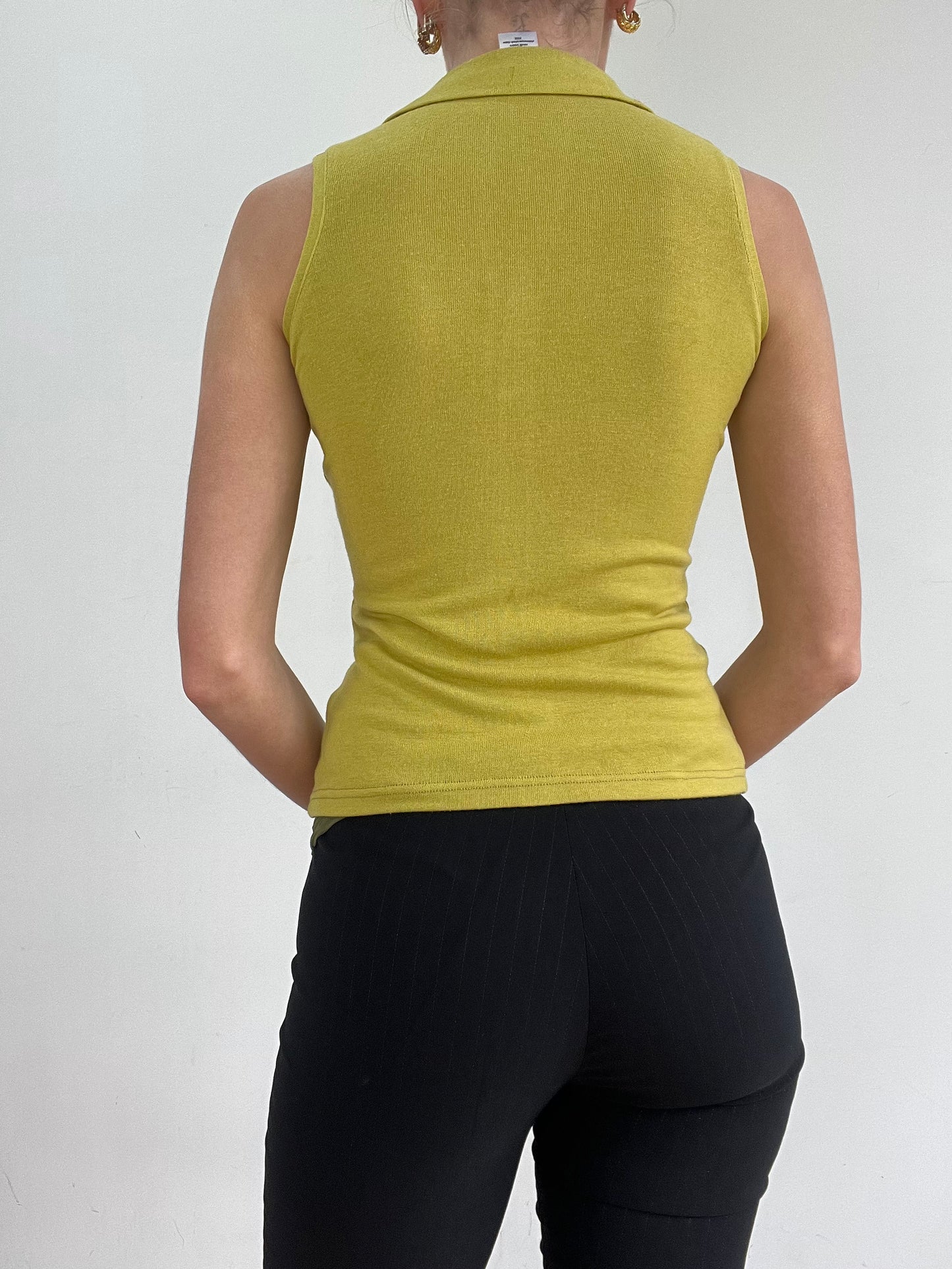 #361 SAMPLE SALE | small chartreuse collared top