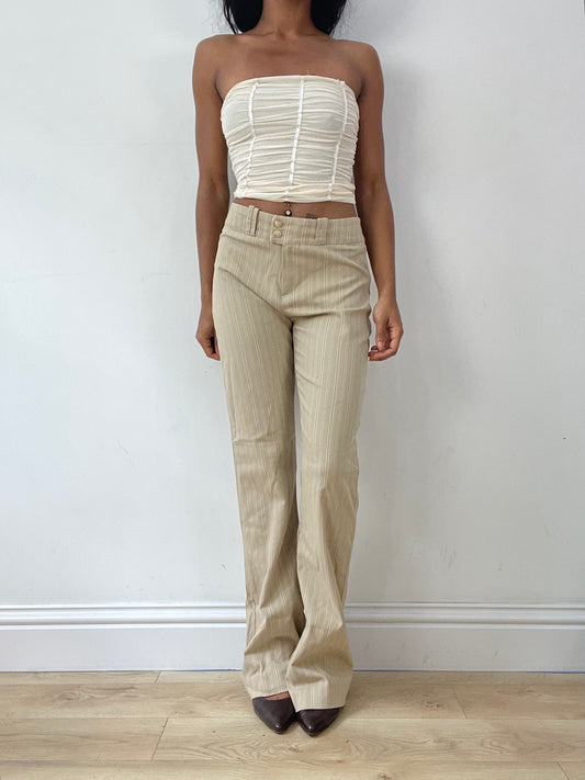 vintage edit twenty-five | medium beige pinstripe suit trousers