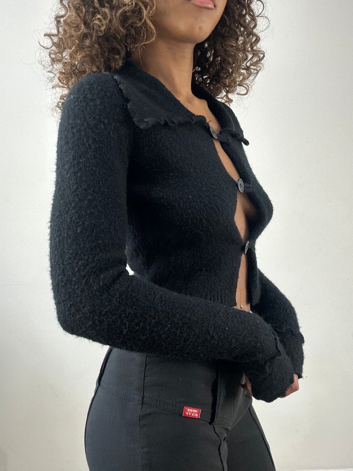 vintage edit thirty-four | small black button up cropped cardigan