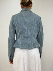 Vintage edit six | chaqueta de versace acanalada azul extra pequeño