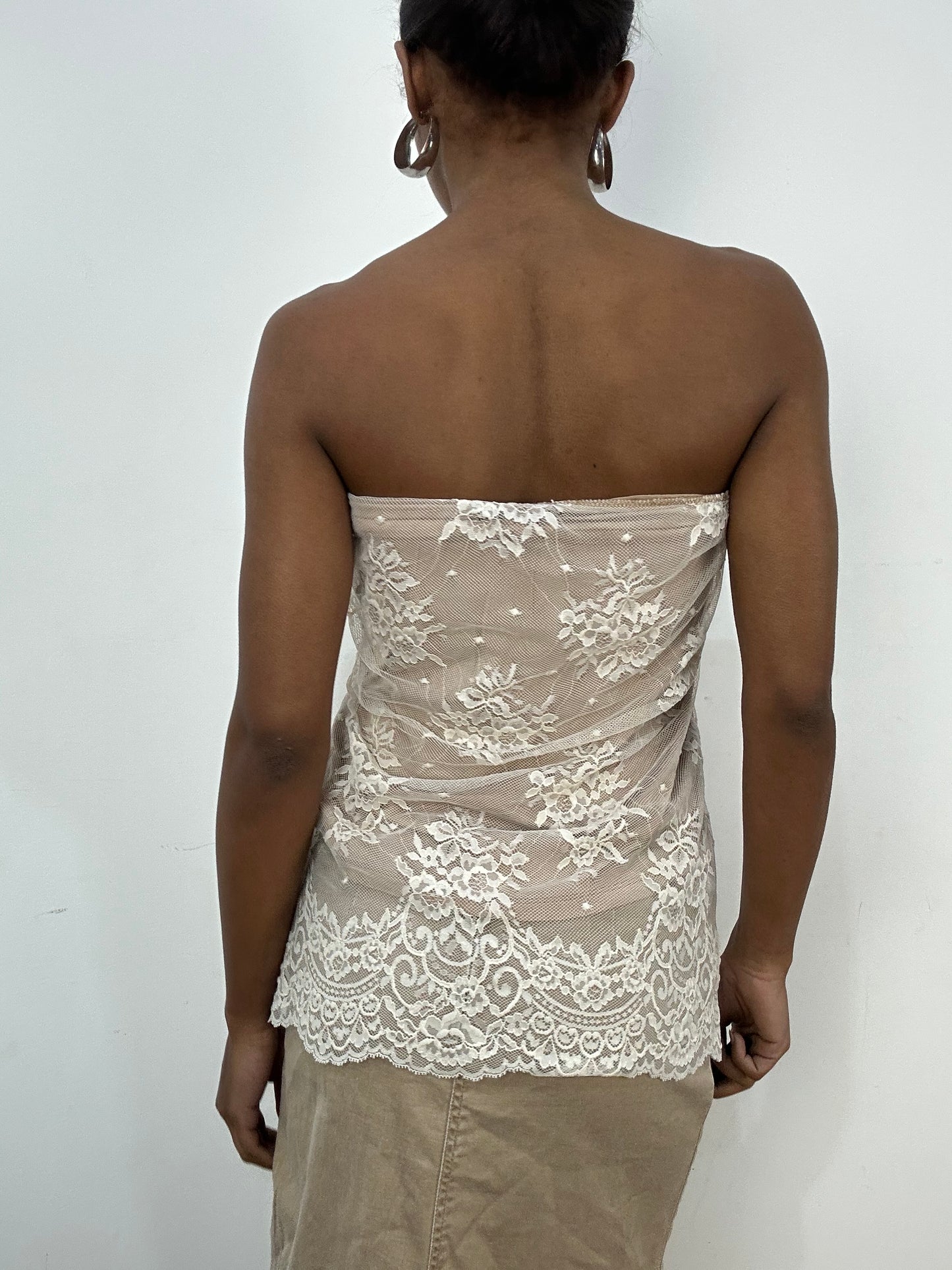 vintage edit: indie sleaze | small beige lace bandeau top