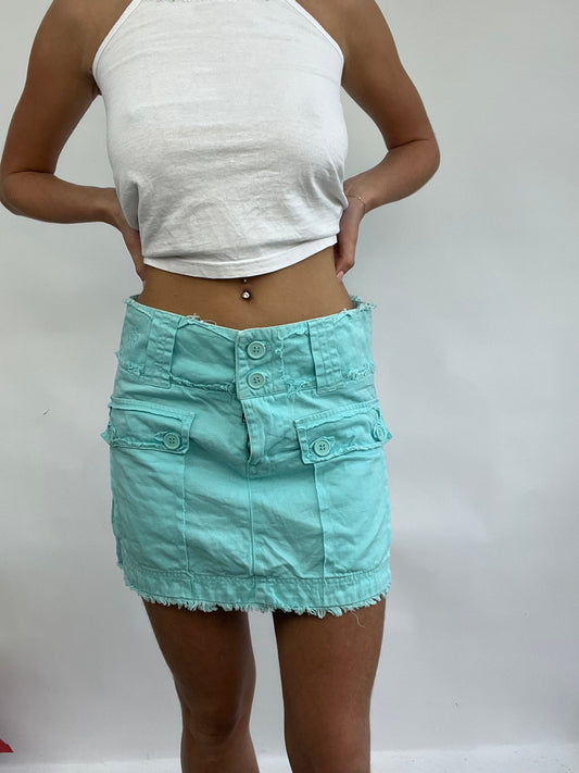 COACHELLA DROP | medium turquoise blue cargo style skirt